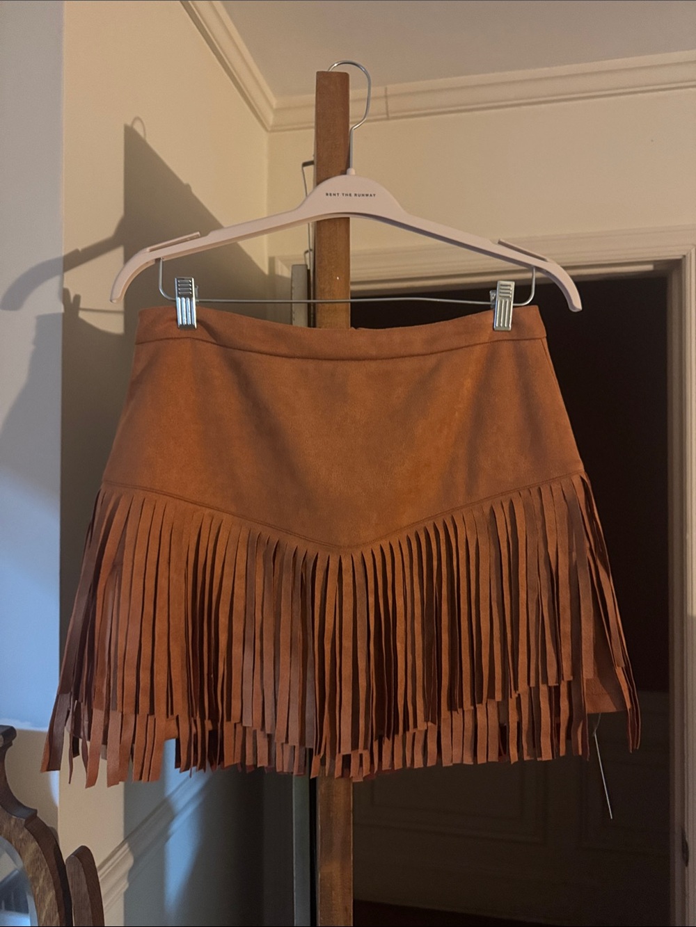 Cupshe Suede-Look Fringe Mini Skirt - Brown